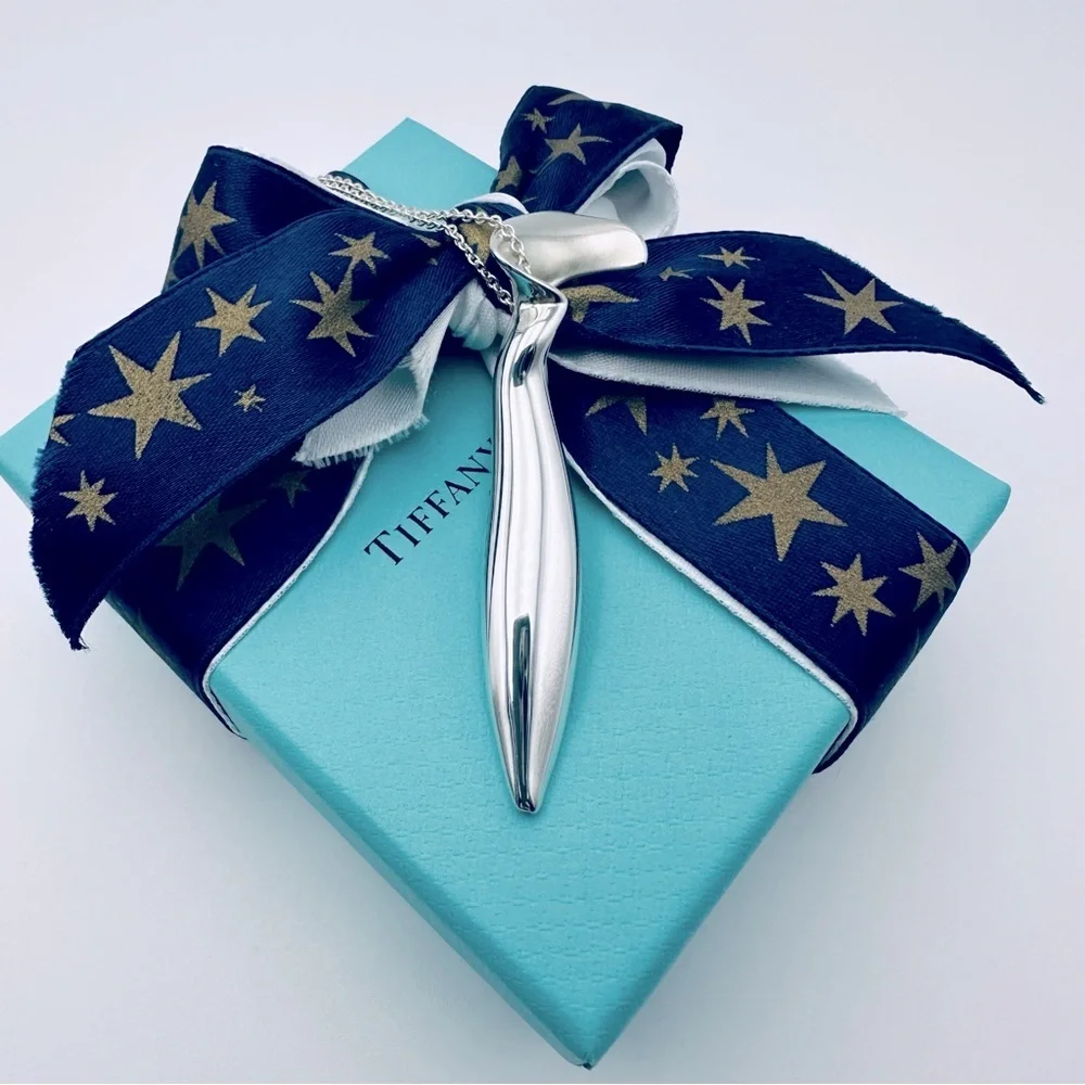 RARE Tiffany & Co. Frank Gehry 3” Large Orchid Necklace in Silver with Packaging